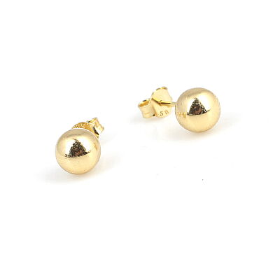 14 Ayar Altın 7 Mm Düz Top Küpe - 1