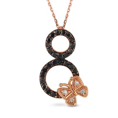 14 Ayar Altın 8 Kelebek Pırlanta Kolye - 2