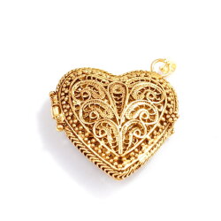 14 Ayar Altın Açılır Kalp Modeli Telkari Kolye Ucu - Nusrettaki (1)