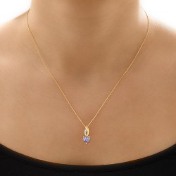 14K Gold Fantasy Heart Necklace with Amethyst - Nusrettaki