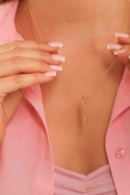 14 Ayar Altın Anahtar Kolye - 1