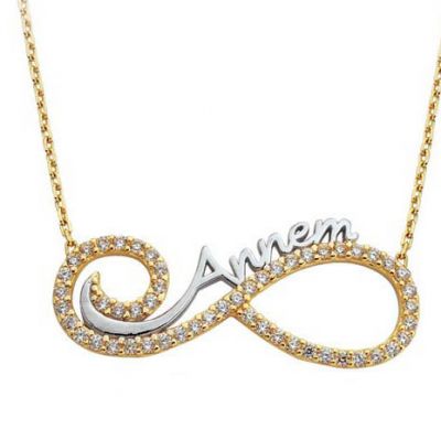 14K Gold Mom Eternity Necklace - 1