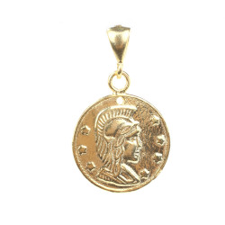 Nusrettaki - 14 Ayar Altın Antik Roma Askeri Figürlü Madalyon Kolye Ucu