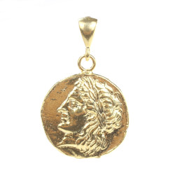 14 Ayar Altın Antik Roma Sezar Figürlü Madalyon Kolye Ucu - 1