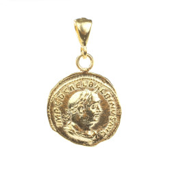 Nusrettaki - 14 Ayar Altın Antik Roma Sezar Figürü Madalyon Kolye Ucu