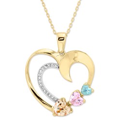 14K Gold Open Heart Necklace with CZ - Nusrettaki