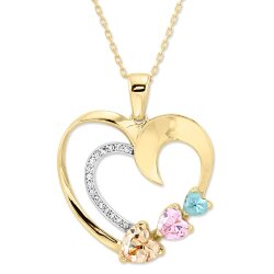 14K Gold Open Heart Necklace with CZ - Nusrettaki