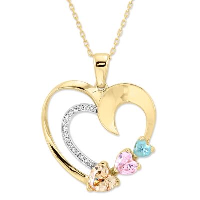 14K Gold Open Heart Necklace with CZ - 1
