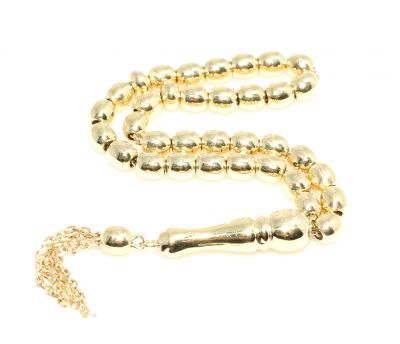 14K Gold Prayer Beads, Barley Cut - 1