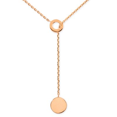 14 Ayar Altın Asansörlü Y Kolye, Pembe - 1