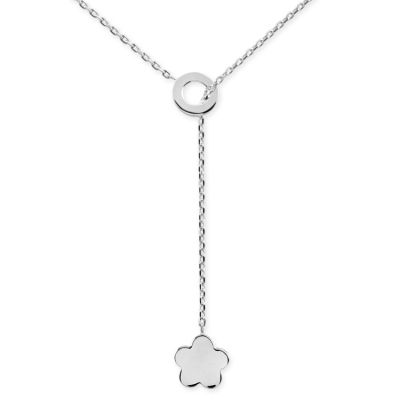 14 Ayar Altın Asansörlü Yonca Y Kolye, Beyaz - 1