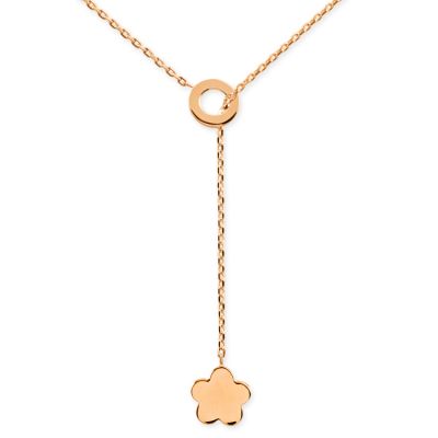 14 Ayar Altın Asansörlü Yonca Y Kolye, Pembe - 1