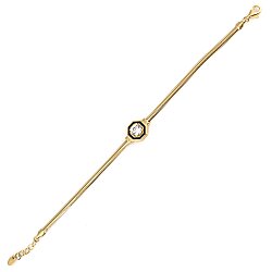 14 Ayar Altın Balık Sırtı Taşlı Zincir Bileklik - 1