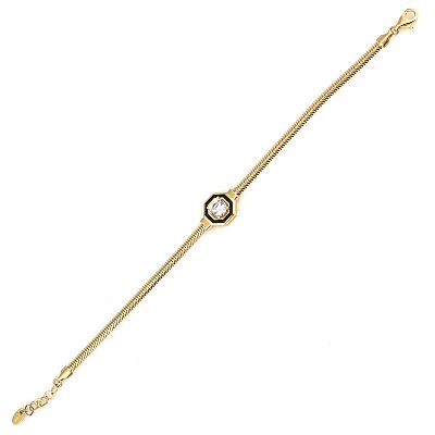 14 Ayar Altın Balık Sırtı Taşlı Zincir Bileklik - 1