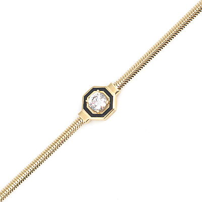 14 Ayar Altın Balık Sırtı Taşlı Zincir Bileklik - 2