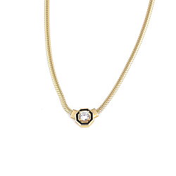 14 Ayar Altın Balık Sırtı Taşlı Zincir Kolye - 2