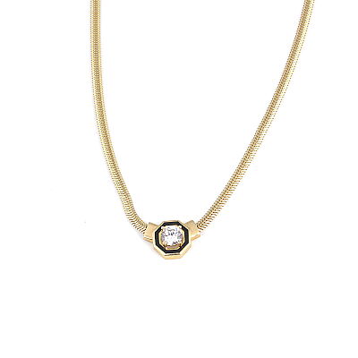 14 Ayar Altın Balık Sırtı Taşlı Zincir Kolye - 2