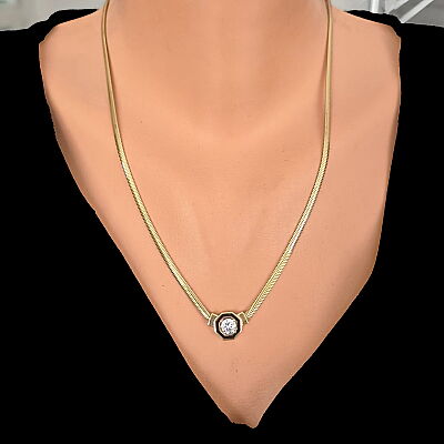 14 Ayar Altın Balık Sırtı Taşlı Zincir Kolye - 3