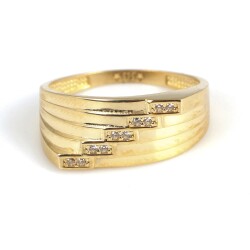 14 Ayar Altın Basamak Model Taşlı Yüzük - 5