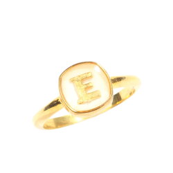 14 Ayar Altın Beyaz Mineli Harfli Yüzük - Nusrettaki (1)