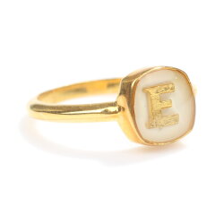 14 Ayar Altın Beyaz Mineli Harfli Yüzük - 3