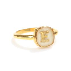 14 Ayar Altın Beyaz Mineli Harfli Yüzük - 5