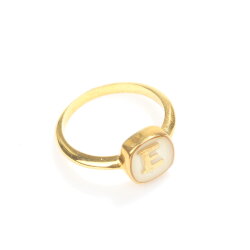 14 Ayar Altın Beyaz Mineli Harfli Yüzük - 6