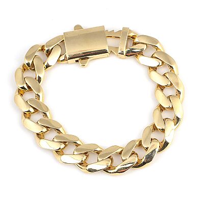 14 Ayar Altın Büyük Kutu Kilitli Gurme Zincir Bileklik - 1