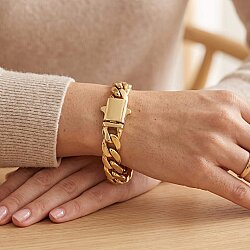 14 Ayar Altın Büyük Kutu Kilitli Gurme Zincir Bileklik - Nusrettaki (1)