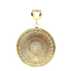 14 Ayar Altın Çiçek Deseni Madalyon Kolye Ucu - Nusrettaki (1)