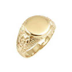 14 Ayar Altın Çiçek Kenarlı Yuvarlak Ayna Yüzük - Nusrettaki (1)