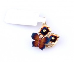 14 Ayar Altın Çiçekli Kelebek Kolye Ucu - Nusrettaki