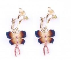 14 Ayar Altın Çiçekli Lades Kelebek Modeli Küpe - 3