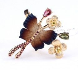 14 Ayar Altın Çiçekli Lades Kelebek Modeli Yüzük - 4