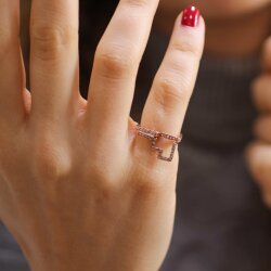 14 Ayar Altın Çiftli Basamak Şeklinde Zarif Yüzük - Nusrettaki