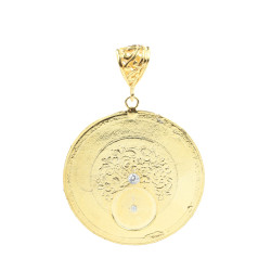 14 Ayar Altın Desenli Madalyon Kolye Ucu - Nusrettaki