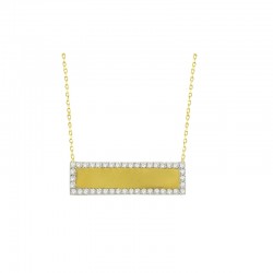 14K Gold Bar Necklace with CZ - Nusrettaki