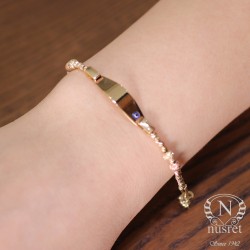 14K Gold Identification Kids Bracelet with Dorica Beads - Nusrettaki (1)