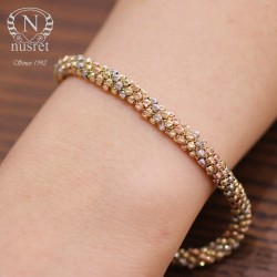 14K Gold Curled Dorica Beads Bracelet - Nusrettaki (1)