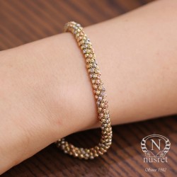 14K Gold Curled Dorica Beads Bracelet - Nusrettaki