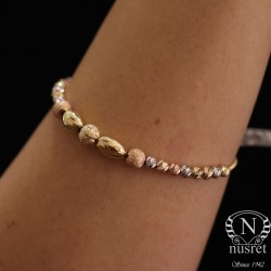 Nusrettaki - 14K Gold Tiny Dorica Beaded Stylish Bracelet