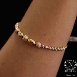 14K Gold Tiny Dorica Beaded Stylish Bracelet - Nusrettaki