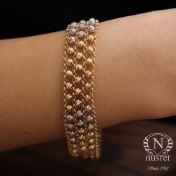 14K Gold Dorica Beaded Strand Thick Bracelet - Nusrettaki (1)