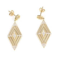 14 Ayar Altın Geometrik Baklava Model Küpe - Nusrettaki