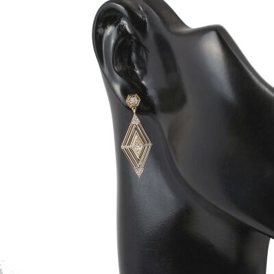 14 Ayar Altın Geometrik Baklava Model Küpe - 2