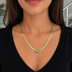 14 Ayar Altın Gurmet Taşlı Zincir Kolye - 2