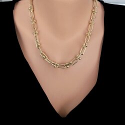 14 Ayar Altın Güverseli Oval Halka Zincir Kolye - Nusrettaki