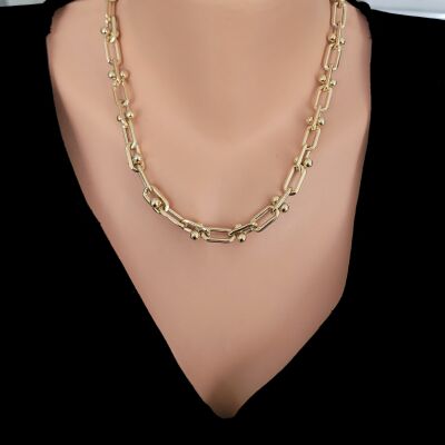 14 Ayar Altın Güverseli Oval Halka Zincir Kolye - 1