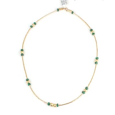 14 Ayar Altın Has Zümrüt Taşlı Şarnel Kolye - 2