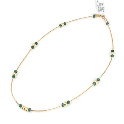 14 Ayar Altın Has Zümrüt Taşlı Şarnel Kolye - 3